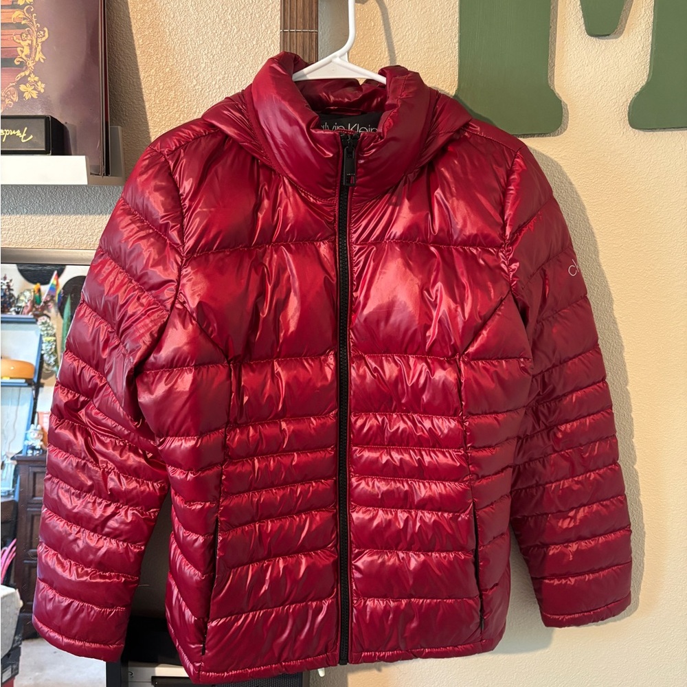 Calvin Klein Shiny Red Puffer Jacket